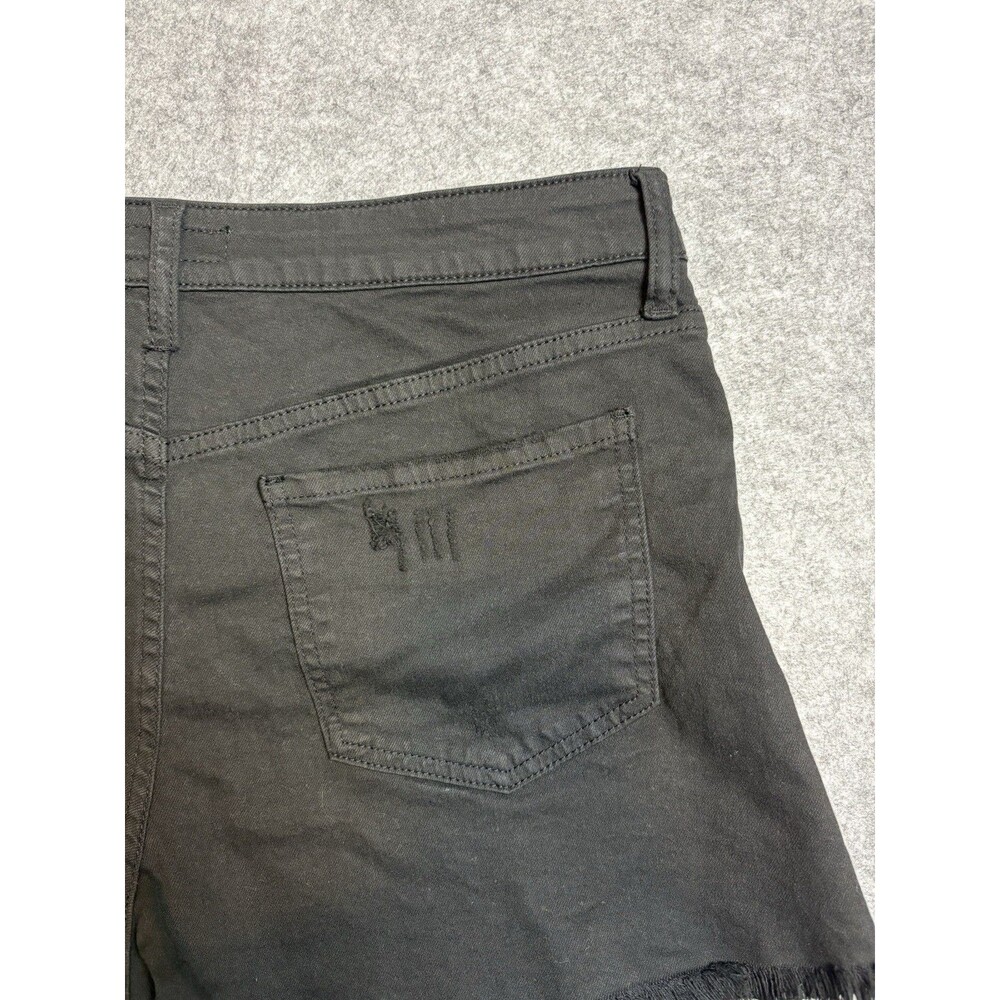 KUT from the Kloth Jane Long Short High Rise Cut Off Denim Shorts Black Size 8 - Picture 6 of 9